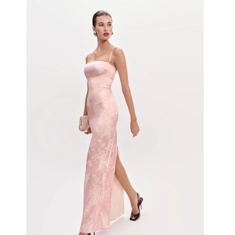 Reformation Frankie Silk Dress in Powder Pink